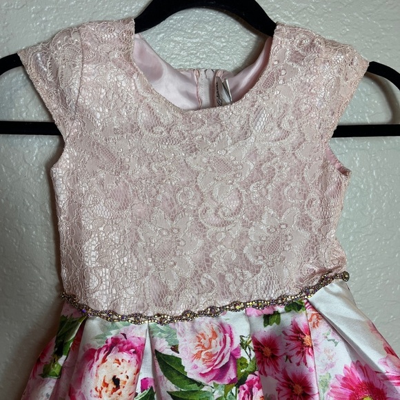 Rare Editions Pink Pleated A-Line Floral Formal Sundress 6X - Picture 4 of 8